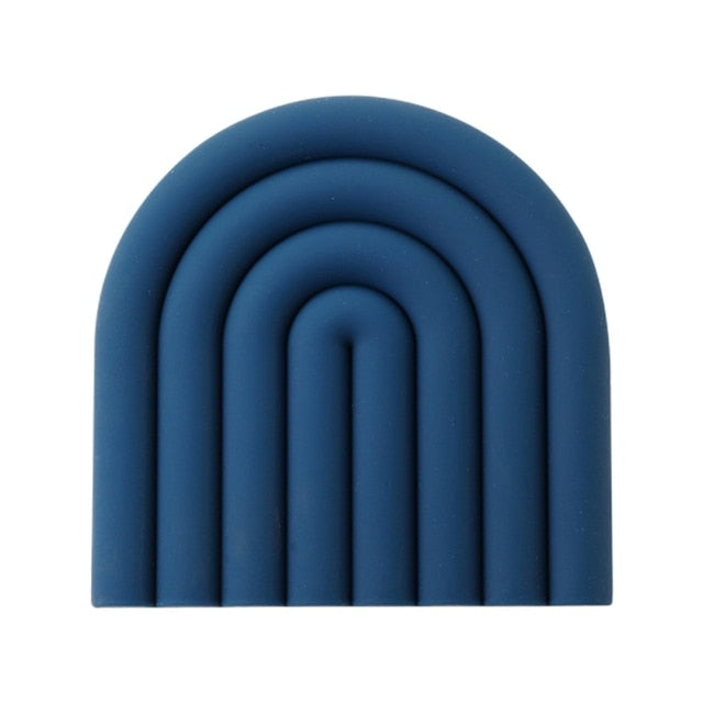 Blue silicone place mat and heat protector