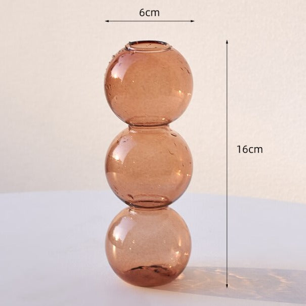 Bronze 3 stack glass bubble vase with dimensions