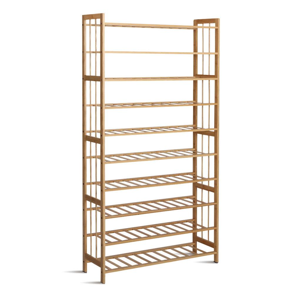 10 Tier Bamboo Shoe Rack Organiser-1