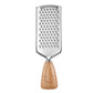 Stainless steel grater with wooden handle and smiley face