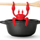 Red crab silicon spoon holder pot clip steam releaser