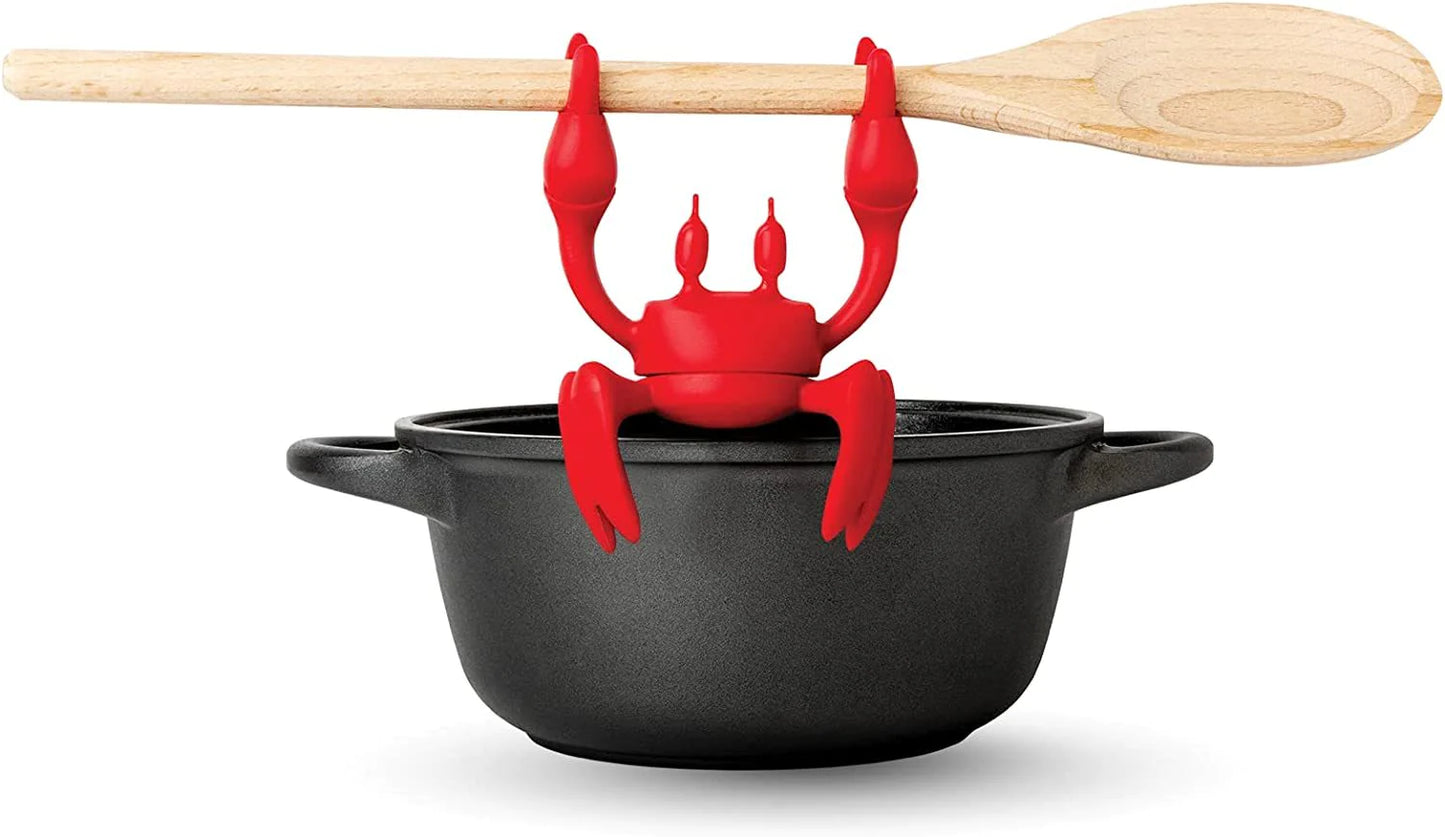 Red crab silicon spoon holder pot clip steam releaser