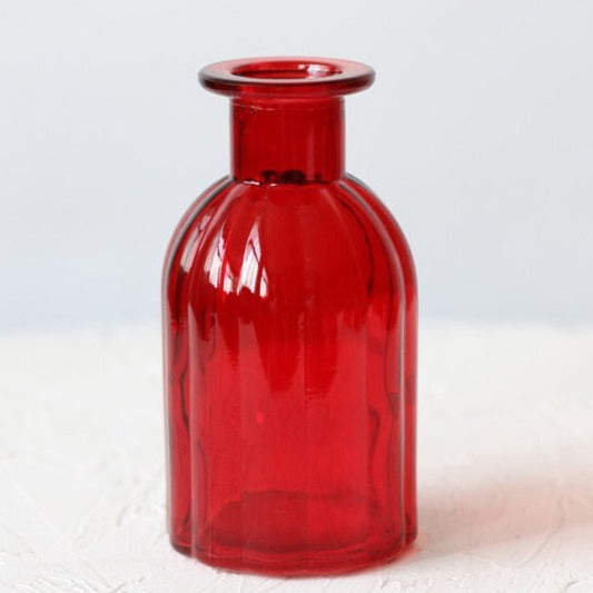 Red lined glass vase