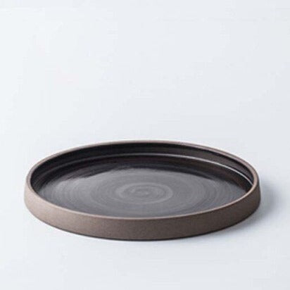 Large charcoal plate with rim