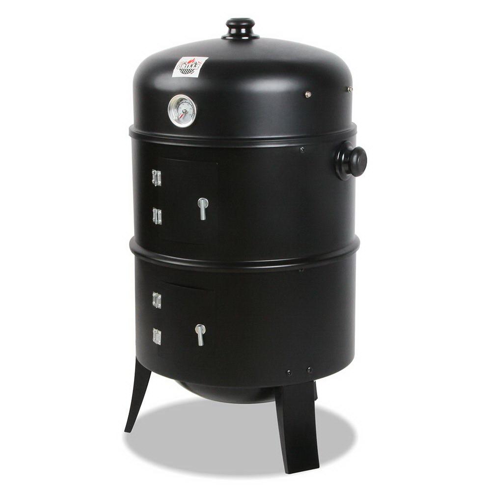 3-in-1 Charcoal BBQ Smoker - Black-4