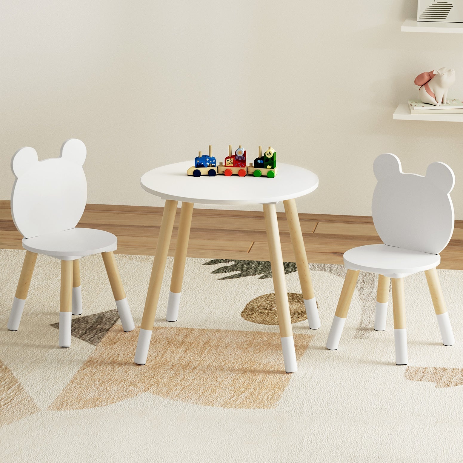 3 Piece Kids Table and Chairs Set Activity Playing Study Children Desk-3