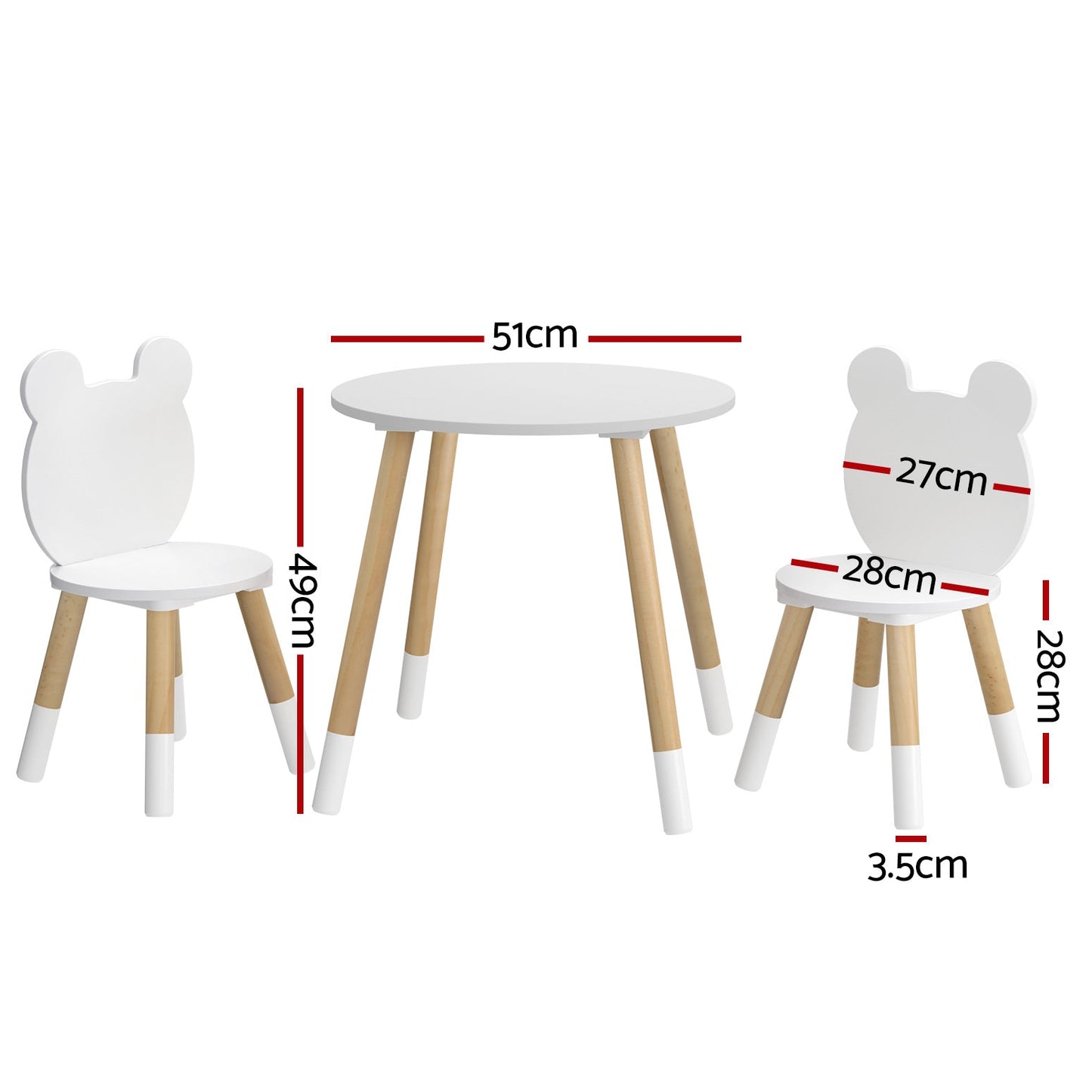 3 Piece Kids Table and Chairs Set Activity Playing Study Children Desk-1