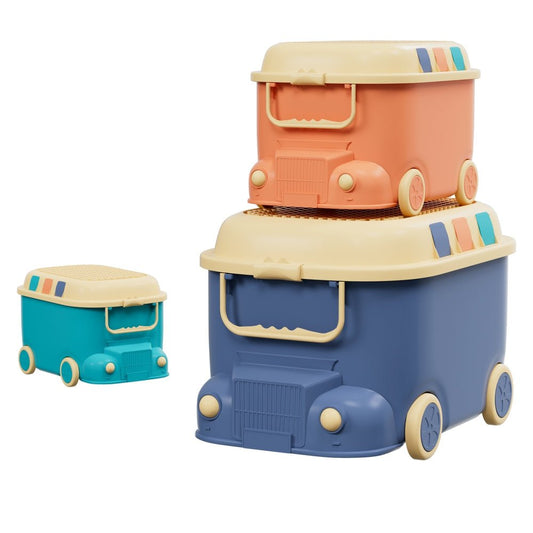 3PCS Toy Storage Box Cute Car Toy Container Kids Toys Organiser Snack Boxes-0