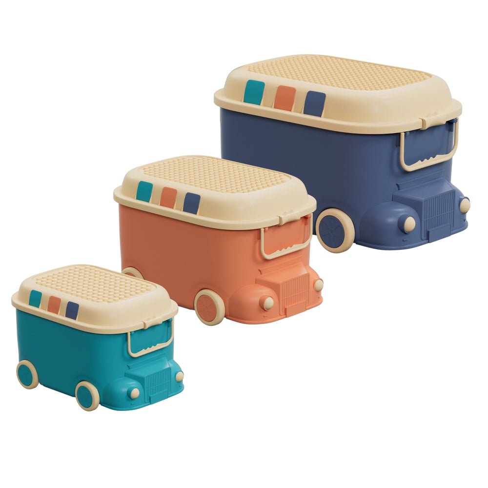 3PCS Toy Storage Box Cute Car Toy Container Kids Toys Organiser Snack Boxes-2