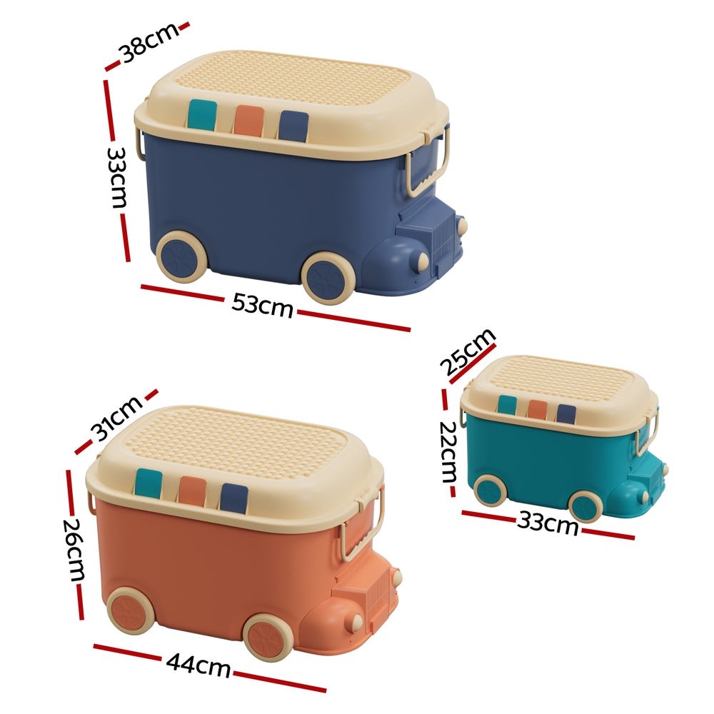 3PCS Toy Storage Box Cute Car Toy Container Kids Toys Organiser Snack Boxes-1