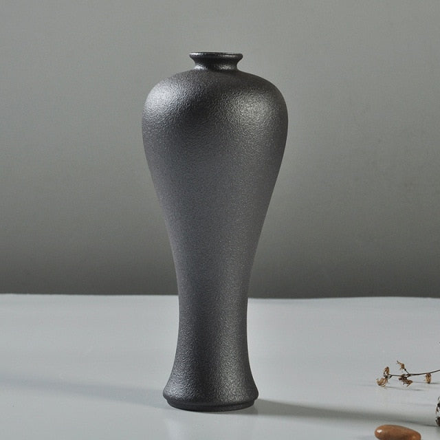 Black ceramic vase with textured glaze