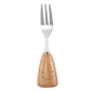 Stainless steel fork with wooden handle and smiley face