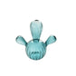 Teal glass cactus vase with round base