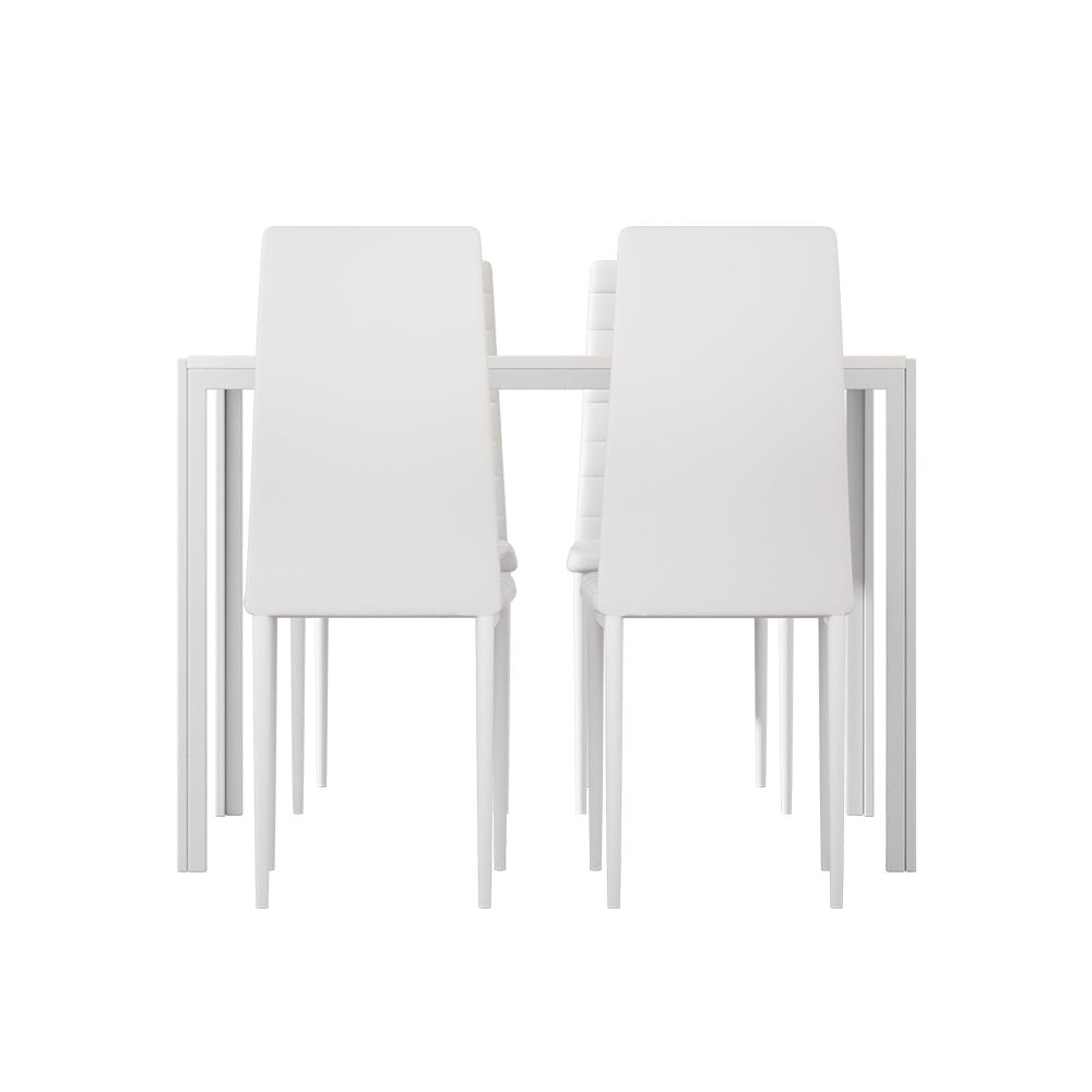 5 Piece Dining Set with Wooden Table Top - White-2