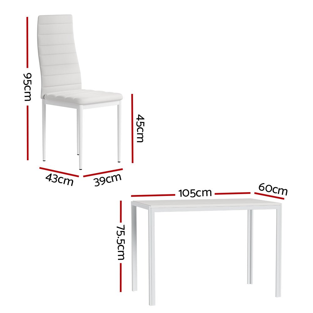 5 Piece Dining Set with Wooden Table Top - White-1