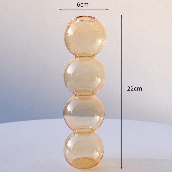 Champagne 4 stack glass bubble vase with dimensions