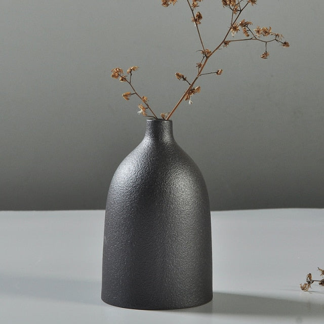 Black ceramic vase with textured glaze