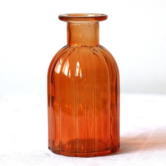 Orange lined glass vase