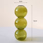 Green 3 stack glass bubble vase with dimensions