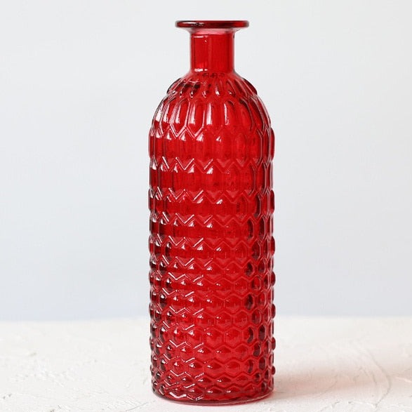 Red textured glass vase