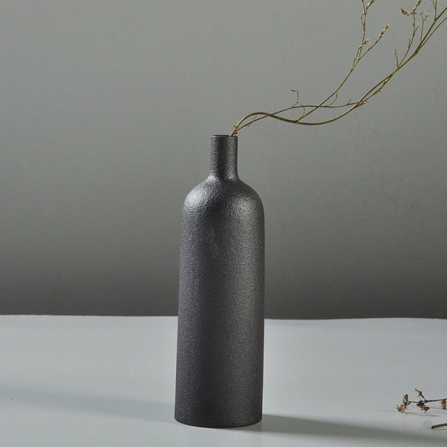 Black ceramic vase with textured glaze