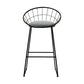 Steel bar stool with grey cushioned seating