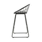 Steel bar stool with grey cushioned seating