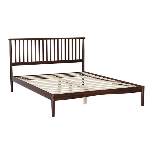 Vise Queen Solid Pinewood Bed Frame Walnut-0