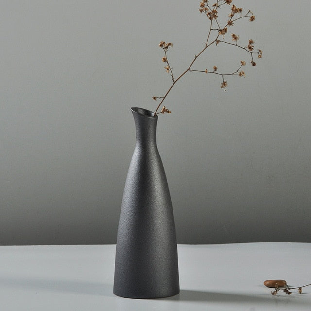 Black ceramic vase with textured glaze