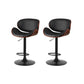 Set of 2 Alexander Bar Stools with Gas Lift Wood & Black Leather-0