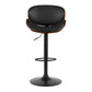 Set of 2 Alexander Bar Stools with Gas Lift Wood & Black Leather-2