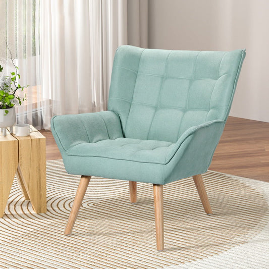 Modern Scandinavian Style Armchair Blue Linen-0