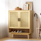 Rattan Shoe Cabinet Storage Rack with Shelf-0