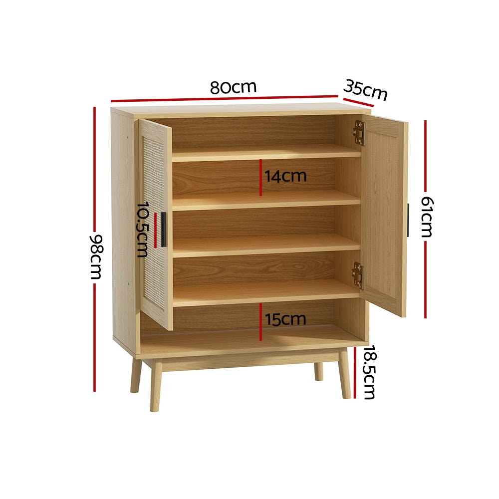 Rattan Shoe Cabinet Storage Rack with Shelf-1