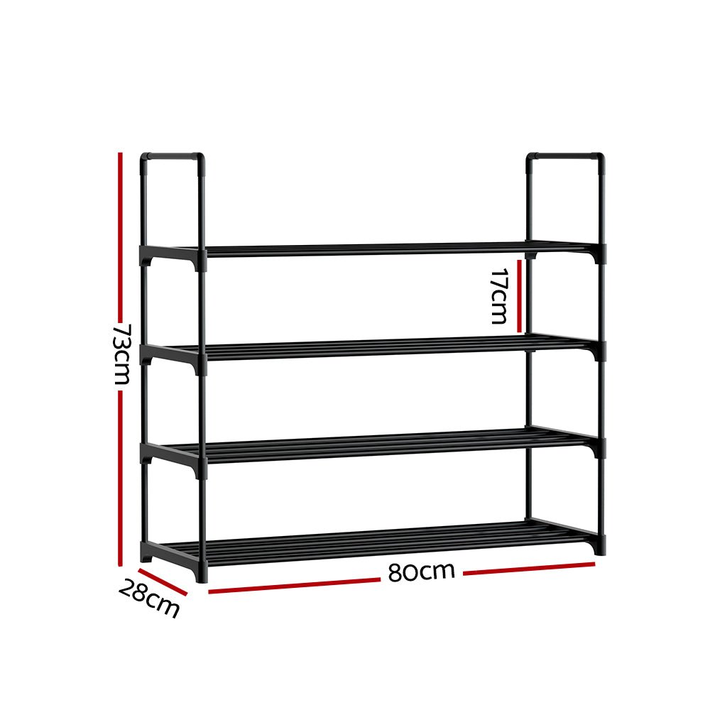 4 Tier Stackable Shoe Rack 80cm Black-2