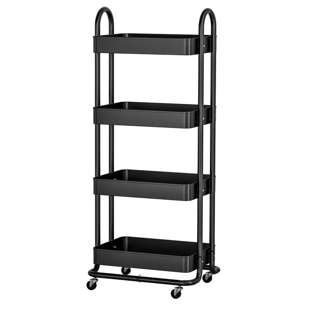 Storage Trolley Kitchen Cart 4 Tiers Black-0