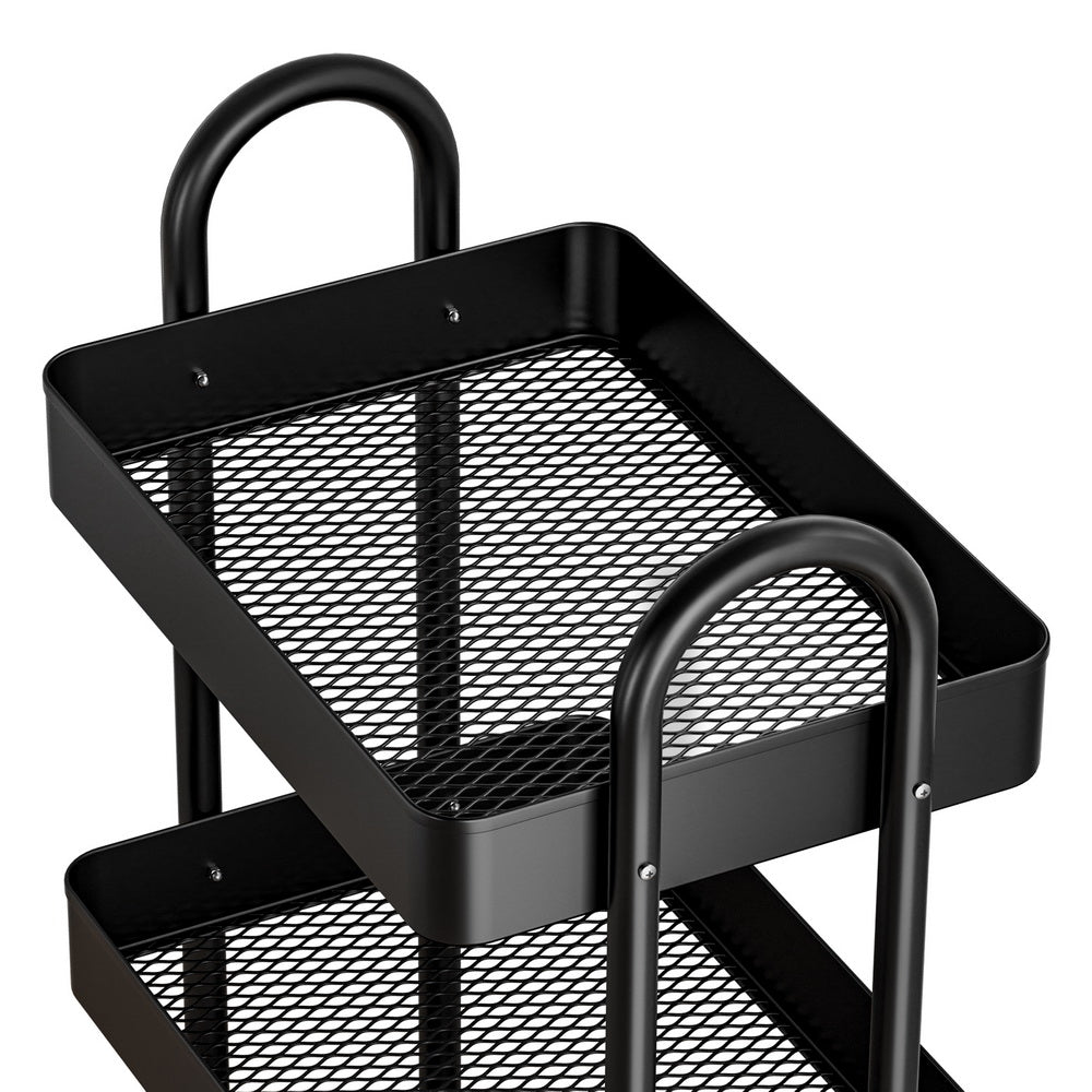 Storage Trolley Kitchen Cart 4 Tiers Black-2