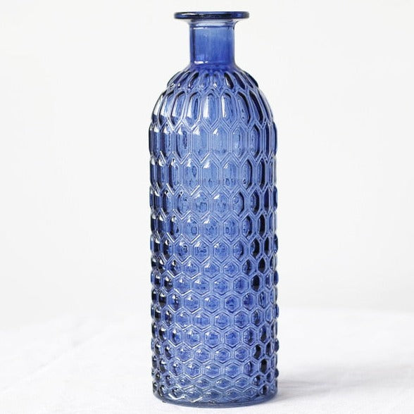 Blue textured glass vase