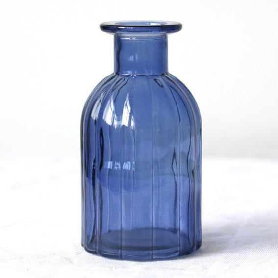 Blue lined glass vase