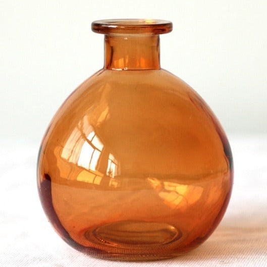 Orange amber bulb shaped glass vase