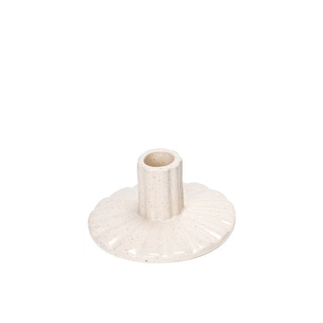 Candle holder, ceramic, earthy cream flecked glaze, 3 styles