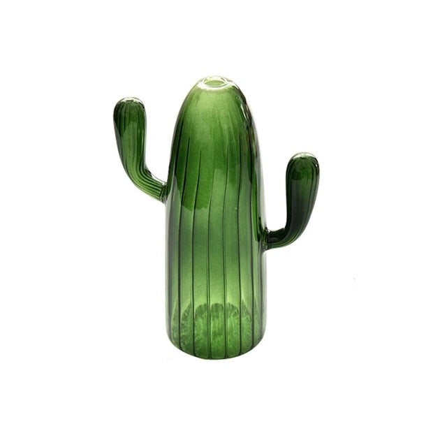 Classic shaped green glass cactus vase