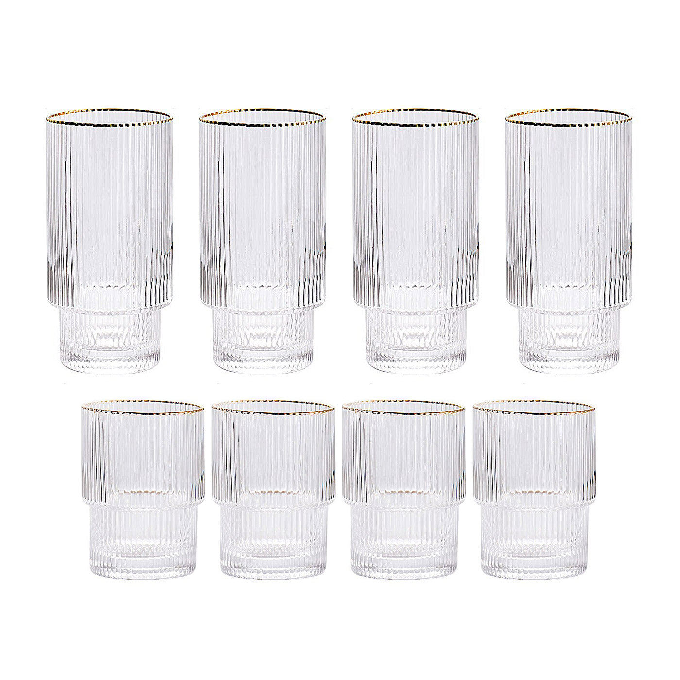 Ridged glasses with gold rim