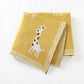 Yellow cotton knit blanket with giraffes