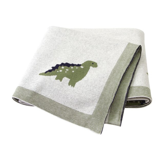 Cotton knit dinosaur blanket