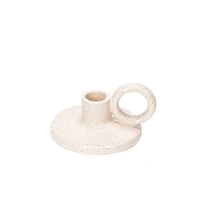 Candle holder, ceramic, earthy cream flecked glaze, 3 styles