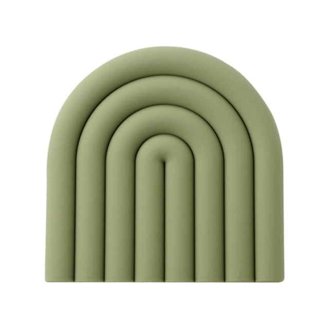 Green silicone place mat and heat protector