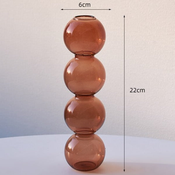 Bronze 4 stack glass bubble vase with dimensions