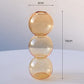 Champagne 3 stack glass bubble vase with dimensions