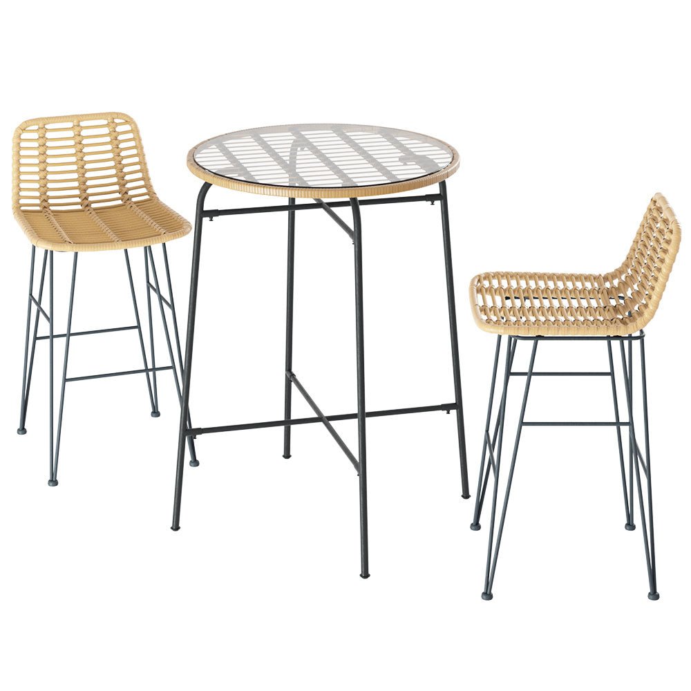 3 Piece Outdoor Wicker Bar Setting-1